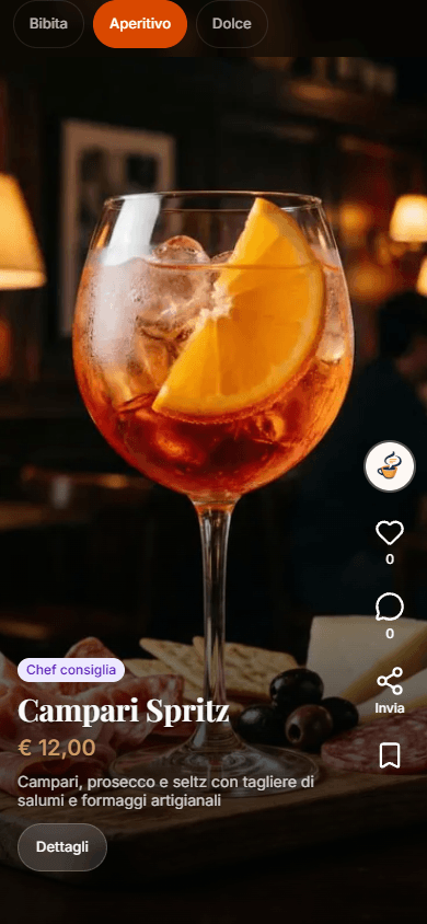 Scroll Menu - Campari Spritz nel feed del menu digitale